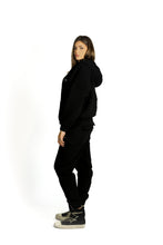 Load image into Gallery viewer, BLACK EMBROIDERY ZIP-HOODIE
