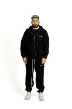 Load image into Gallery viewer, BLACK EMBROIDERY ZIP-HOODIE
