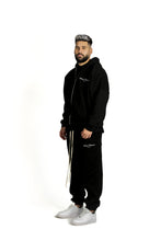 Load image into Gallery viewer, BLACK EMBROIDERY ZIP-HOODIE
