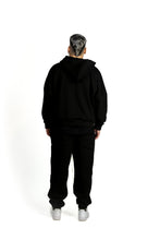 Load image into Gallery viewer, BLACK EMBROIDERY ZIP-HOODIE
