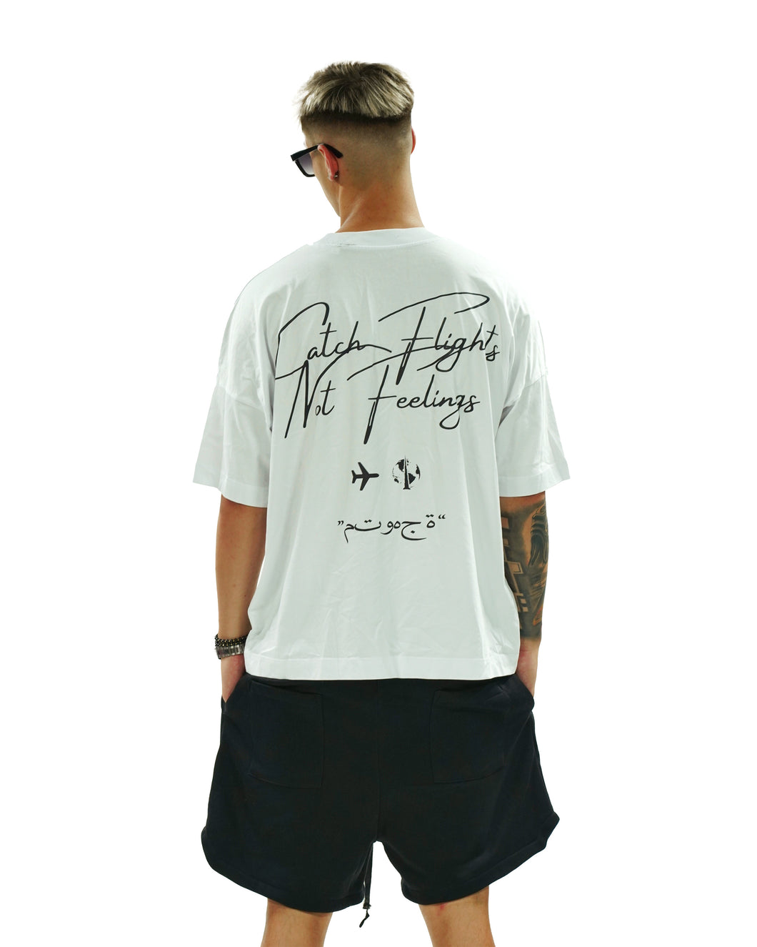 WHITE / BLACK CATCH FLIGHTS T-SHIRT